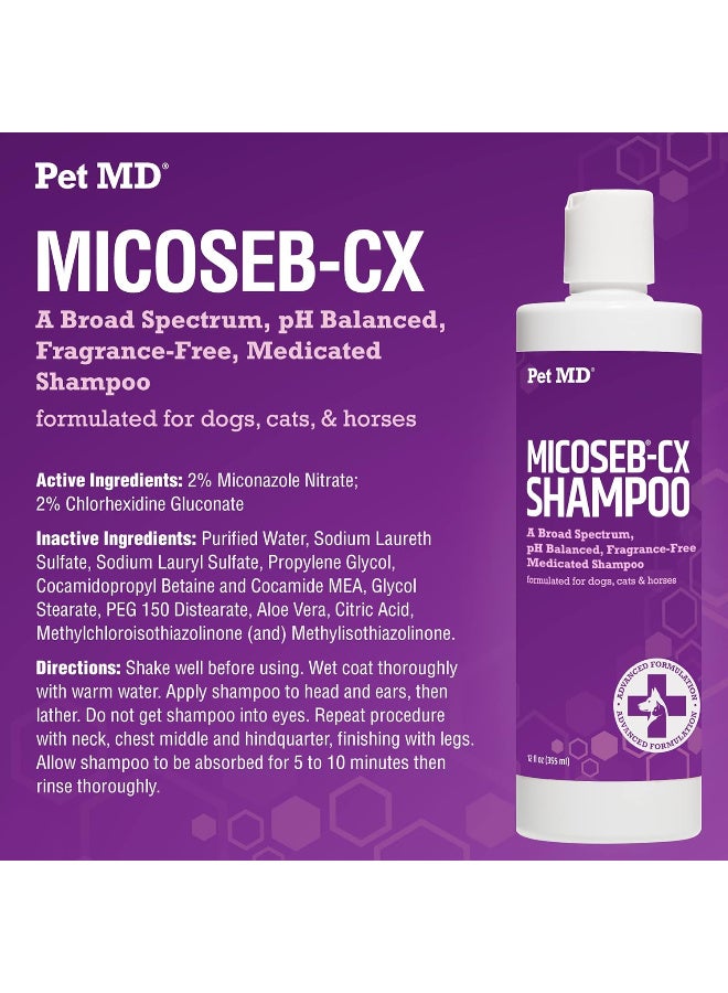 Pet MD Micoseb-CX Topical Shampoo for Dogs, Cats, & Horses with Miconazole - 12 oz - Image 2