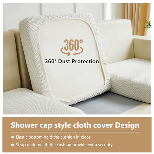 Yoovat Couch Cushion Covers for Sofa Couch Covers Wear-Resistant Universal Sofa Cover Stretch for Sectional Slipcovers (Texture-Cream White,Back Cover L) - Image 4