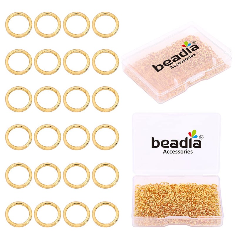 BEADIA 18K Gold Plated Jump Rings Non Tarnish 4mm 900pcs for Jewelry Making Findings