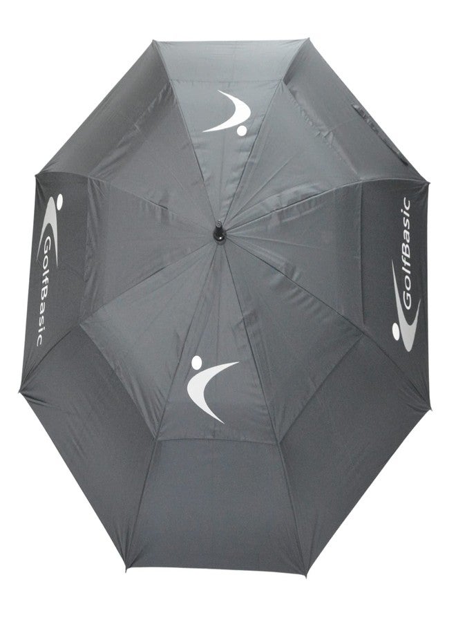 GolfBasic Full EP Coated Automatic Open Double Canopy Golf Umbrella (Black) - Image 4