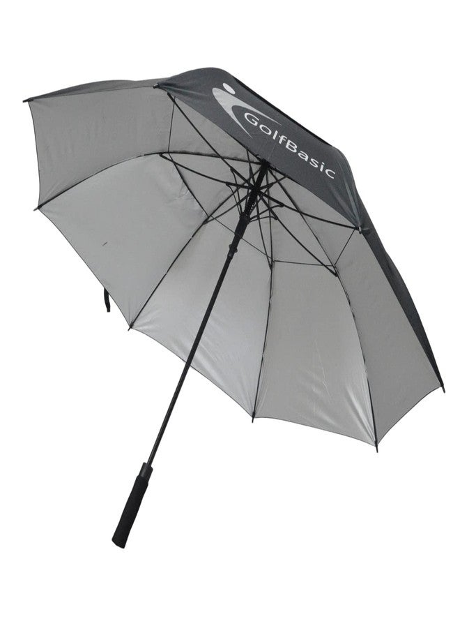 GolfBasic Full EP Coated Automatic Open Double Canopy Golf Umbrella (Black) - Image 2