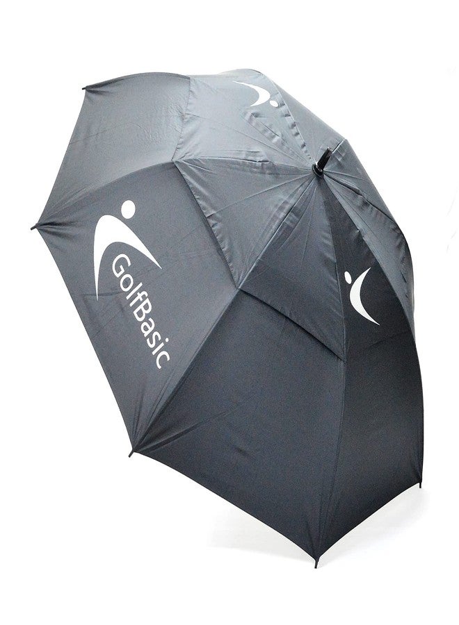 GolfBasic Full EP Coated Automatic Open Double Canopy Golf Umbrella (Black) - Image 1
