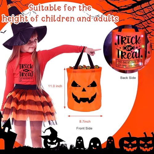 MONNCHA Halloween Trick or Treat Bags Candy Bucket Basket Decoration Light Up Ghost Sweet Bags Multipurpose Reusable Goody Buckets for 2026 Halloween Party Decor Supplies Favors Gifts 1 Pack - Image 5