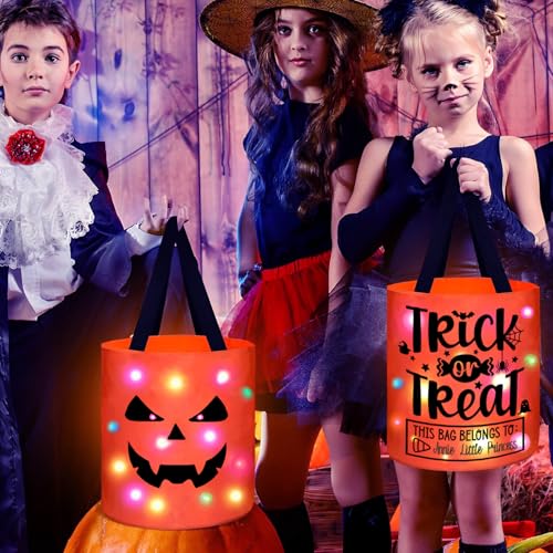 MONNCHA Halloween Trick or Treat Bags Candy Bucket Basket Decoration Light Up Ghost Sweet Bags Multipurpose Reusable Goody Buckets for 2026 Halloween Party Decor Supplies Favors Gifts 1 Pack - Image 2