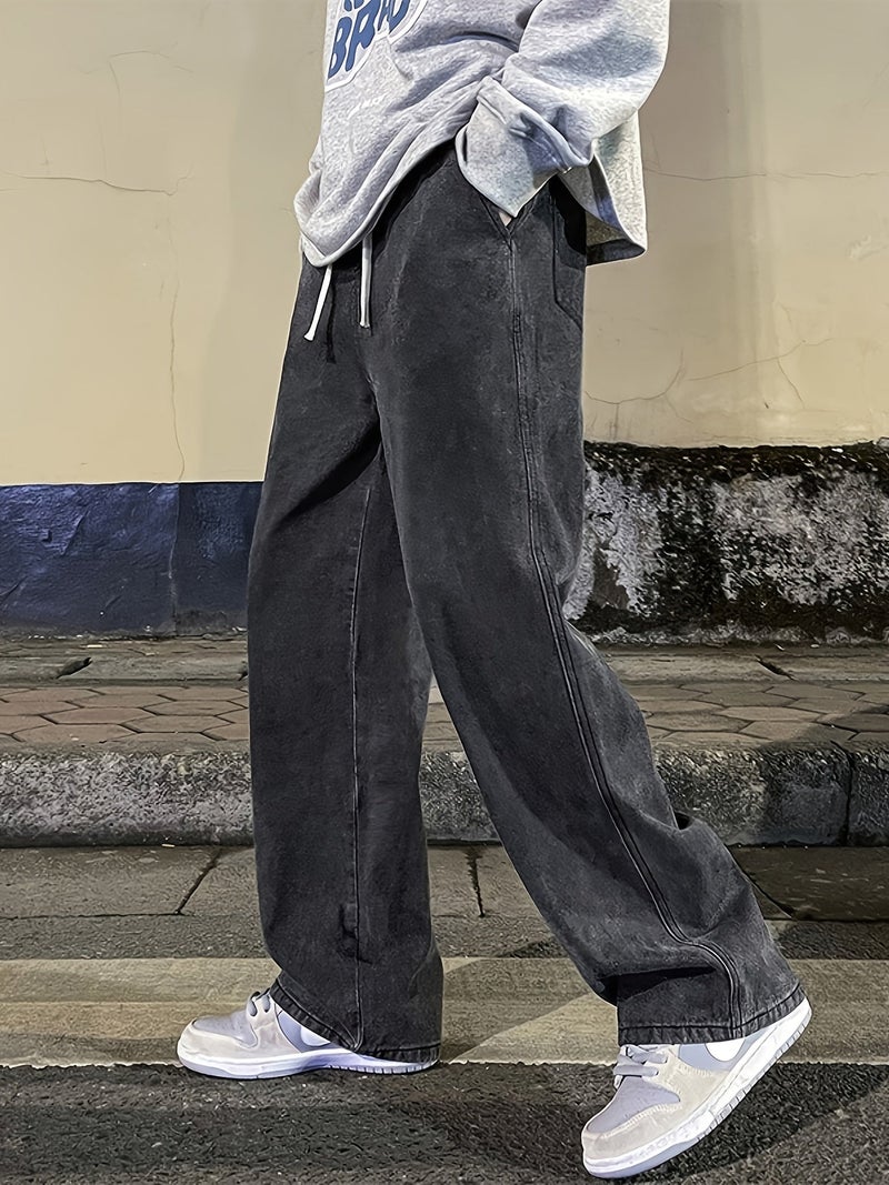 Loose Wide-Leg Jeans, Men'S Casual Street Style Loose Jeans, All-Season Wear - Image 2