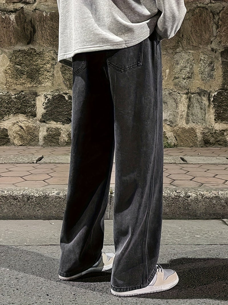 Loose Wide-Leg Jeans, Men'S Casual Street Style Loose Jeans, All-Season Wear - Image 5