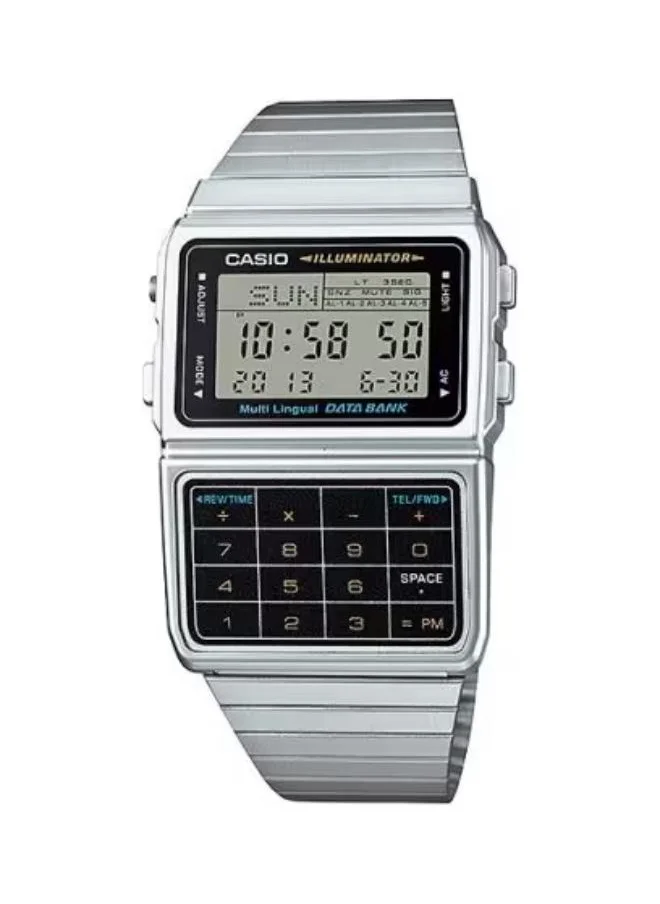 CASIO Men's Digital Display Watch With Silver Stainless Steel Strap - DBC-611-1D