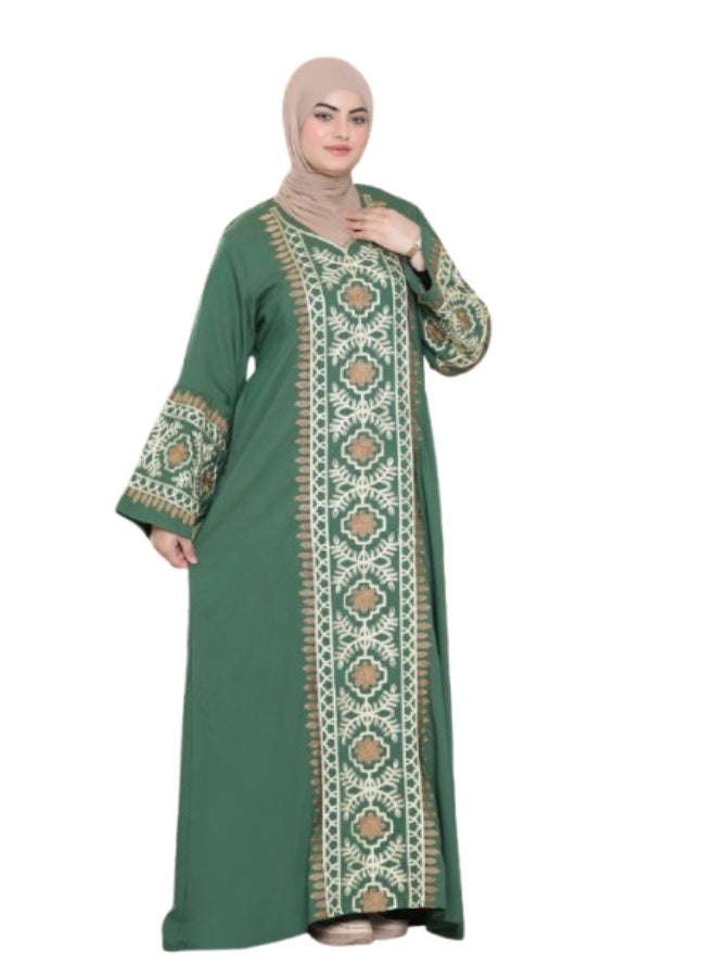 Women's abaya, imported Marasi cotton, with elegant embroidery - Image 1