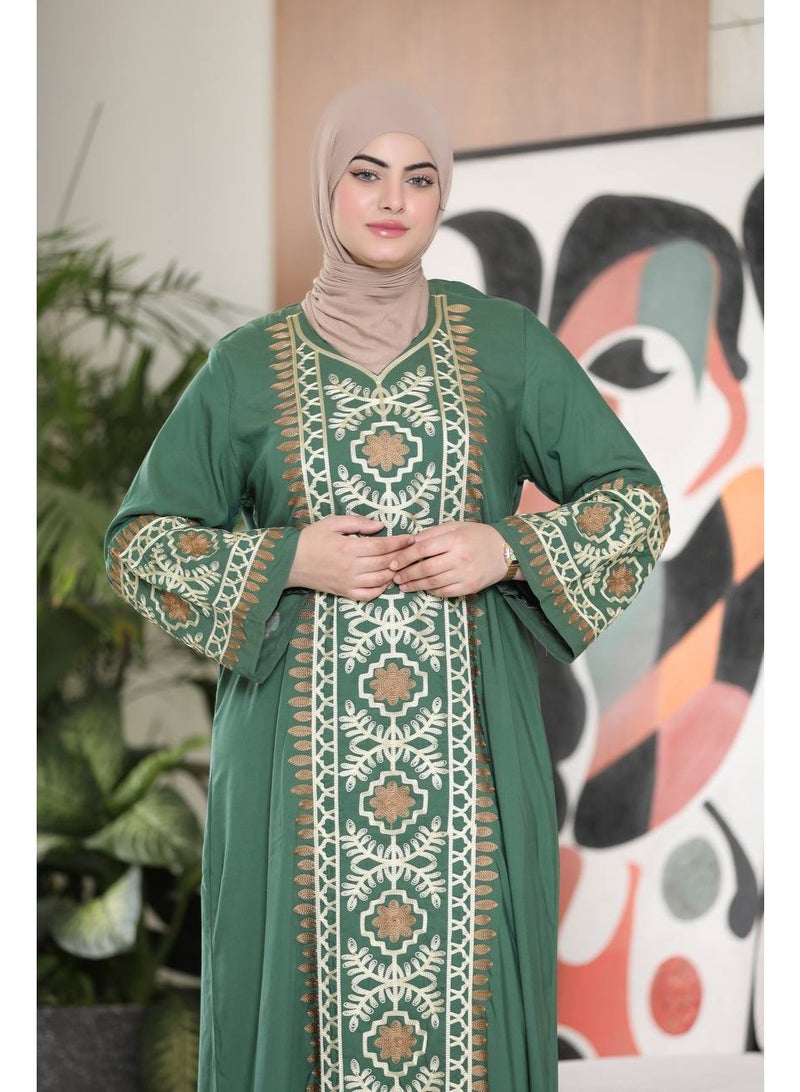 Women's abaya, imported Marasi cotton, with elegant embroidery - Image 2