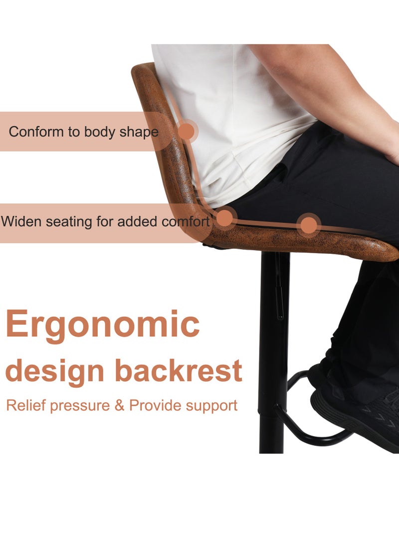 ويسفور 2 قطع بار براز كرسي بني 40x40x108 سنتيمتر كرسي مقعد مرتفع كرسي قابل للتعديل قطب كرسي طويل الساق مع مسند للقدمين للمطبخ منصة مشروبات - Image 4