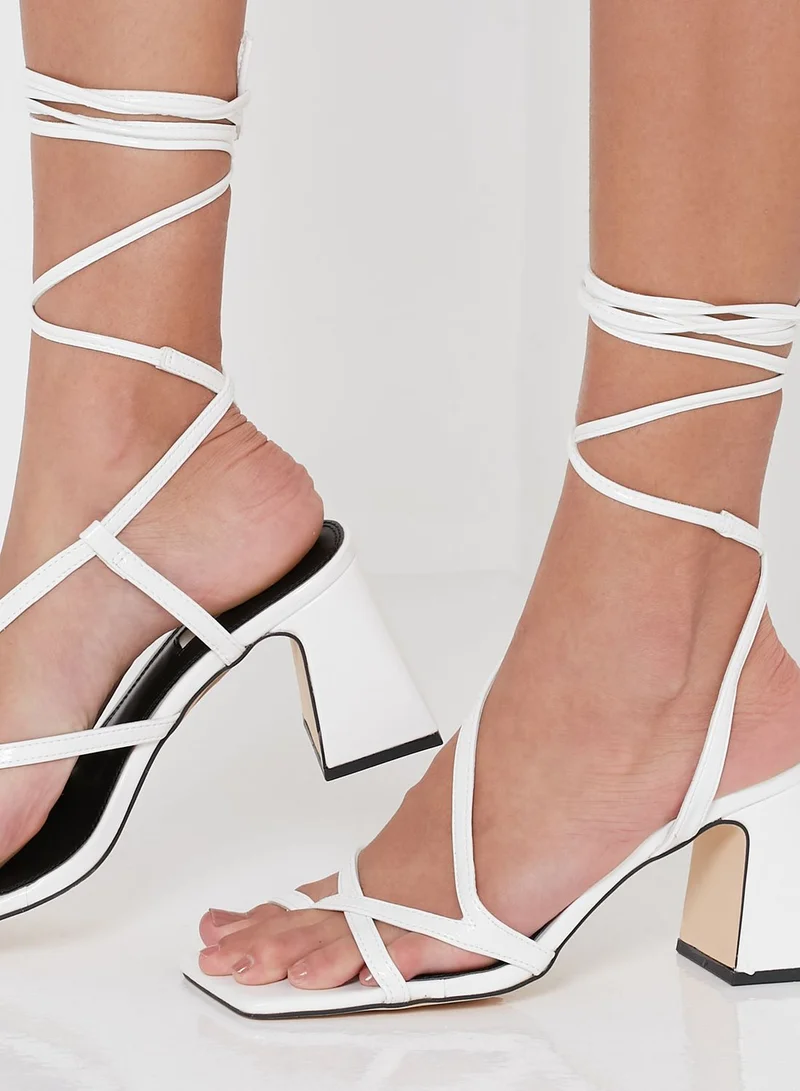 TOPSHOP Nadia Block Heel Ankle Tie Sandals