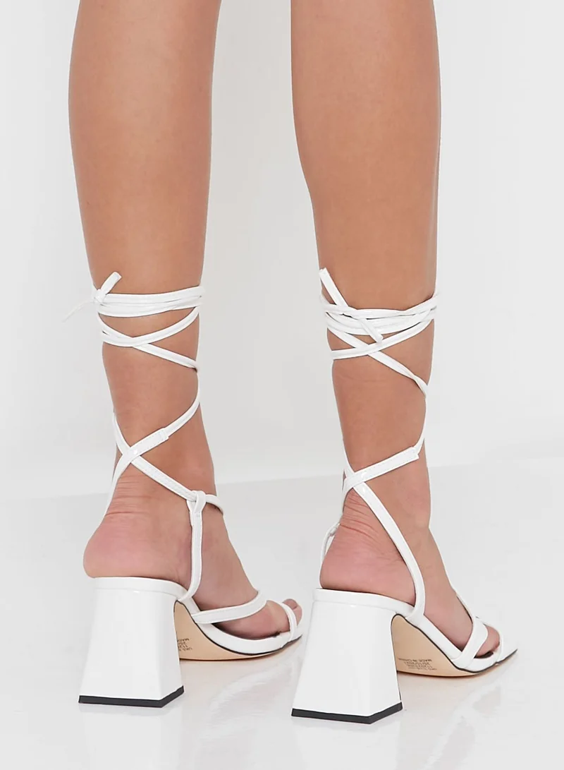 TOPSHOP Nadia Block Heel Ankle Tie Sandals