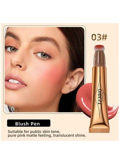 QiBest Makeup Pen Soft Cream Blush Makeup Liquid Blush for Cheeks Weightless Long Wearing Smudge Proof Natural Looking Dewy Finish Skin Tint Blush Makeup Stick (#03)  - Image 2