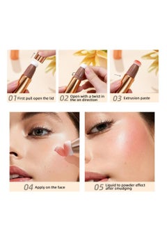 QiBest Makeup Pen Soft Cream Blush Makeup Liquid Blush for Cheeks Weightless Long Wearing Smudge Proof Natural Looking Dewy Finish Skin Tint Blush Makeup Stick (#03)  - Image 3