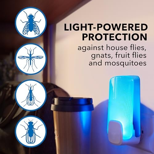 Raid Essentials Flying Insect Light Trap Starter Kit, 2 Plug-In Devices + 2 Cartridges, Featuring Light Powered Attraction - Image 2