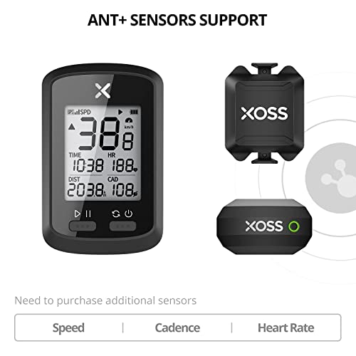 XOSS G+ GPS Bike Computer, Bluetooth ANT+ Cycling Computer, Wireless Bicycle Speedometer Odometer with LCD Display, Waterproof MTB Tracker Fits All Bikes Electric Bike (XOSS APP Support) - Image 2