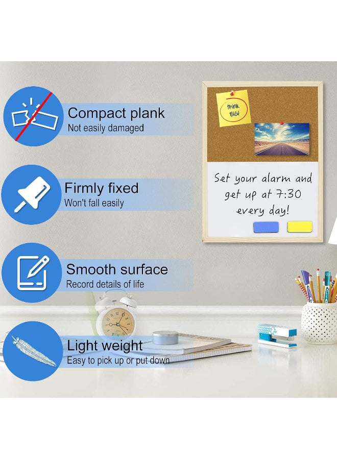 HI-FINE Dry Erase Cork Board 23.6"x15.7", Notice Pin Board, Memo Board, Vision Board, Bulletin Board for Office, Classroom or Home, Mounting Hardware and Push Pins Included, Wooden Frame - Image 3