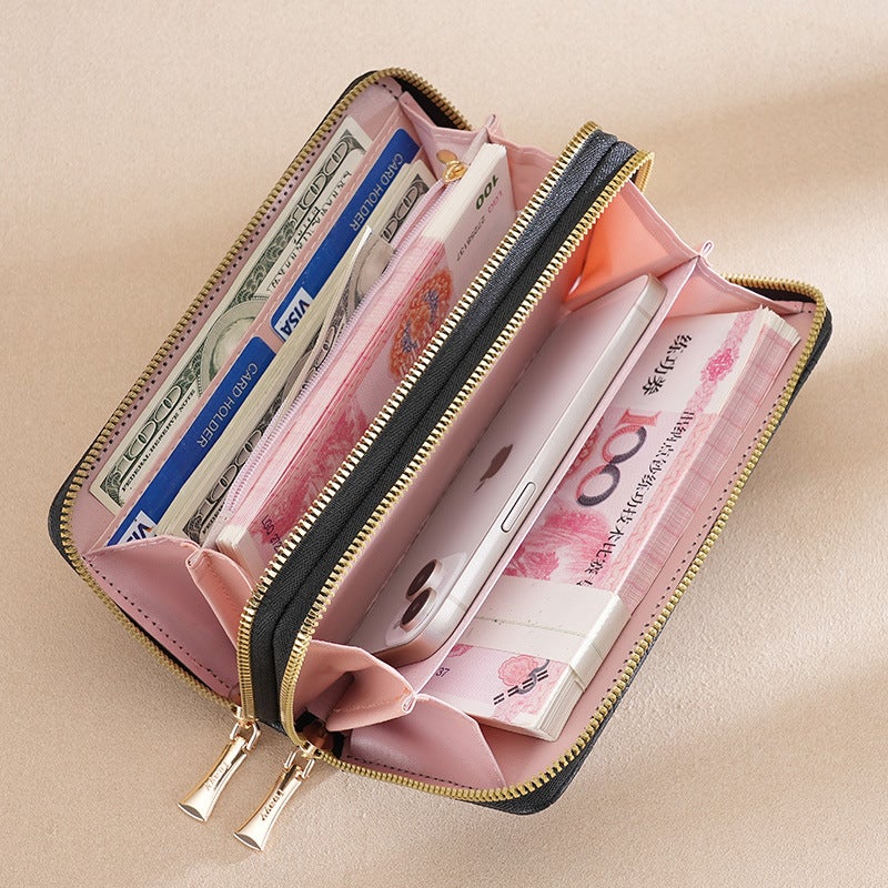 Multifunctional Solid Color PU Leather Wallet, RFID Blocking Design Portable Daily Storage Purse for Cards Cash Coin Business Use - Image 2