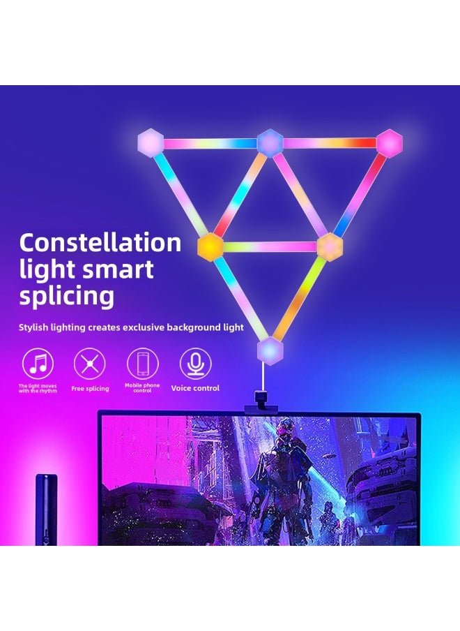 Generic - Intelligent RGB Constellation Lamp 3D Odd Light Board Magic Color Pickup Rhythm Electric Competition Room Table Quantum Lamp Eye Bedroom Atmosphere Lamp-Light Source Power:Bluetooth Connection App Model-Light Color:Constellation Light (9 Strips + 9 Hexagonal Combinations) Sound Pickup Rhythm + App + 1 Remote Control + 1 Controller - Image 1