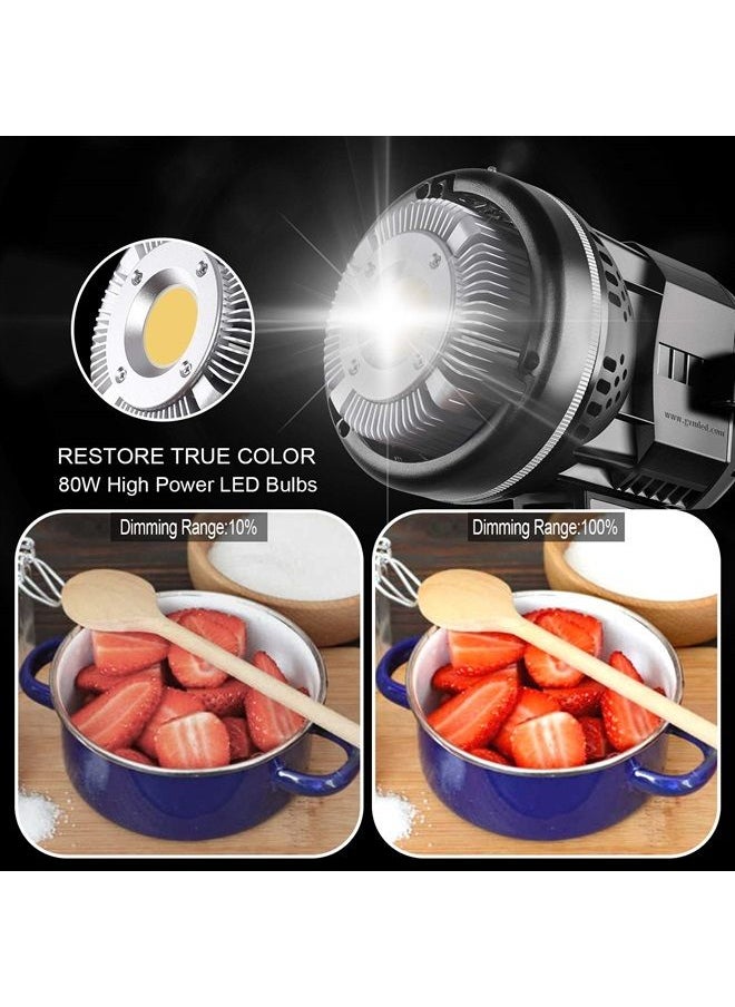 GVM Great Video Maker GVM 80W CRI97+ 5600K Dimmable LED Video Lights with Bowens Mount Kit Continuous Output Lighting Spotlight for YouTube Vlog Studio Children Wedding Photography Shooting Light with Reflector 
