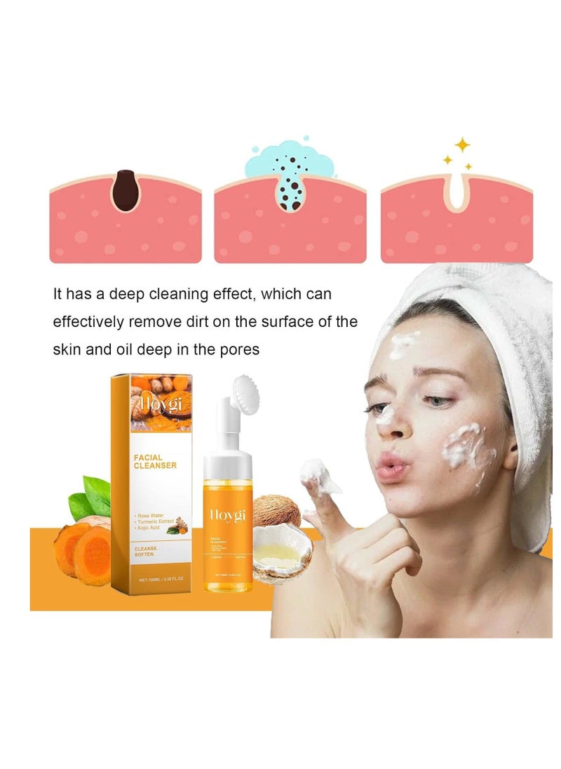 Glow Wash Turmeric Face Wash With Brush, Turmeric Facial Cleanser Deep Cleansing Skin, Moisturizing Glowing Exfoliating Turmeric Foaming Scrub Facial - pzsku/Z40246BCA55FAD4377439Z/45/_/1739876202/9ad90493-327c-41ac-83b1-39f13195b1c7