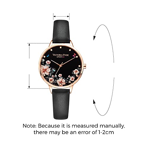VICTORIA HYDE Watches for Women Analog Quartz Detachable Genuine Leather Strap Wristwatch with Floral Dial Rosegold Case - Image 2