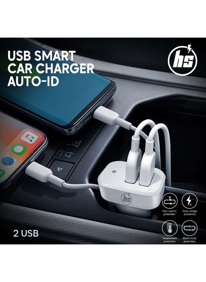 اتش اس شاحن سيارة USB-A مع كابل لايتنينج – شحن سريع لأجهزة آيفون – موديل 106 - Image 5