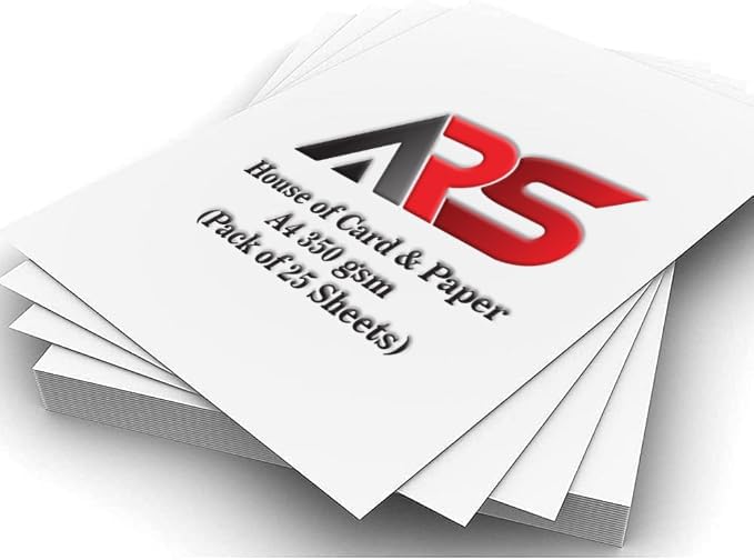 Al Raied ARS® White Cardstock, A4 350gsm Thick Paper - Pack of 25 Sheets for Printing and Crafts - Image 1