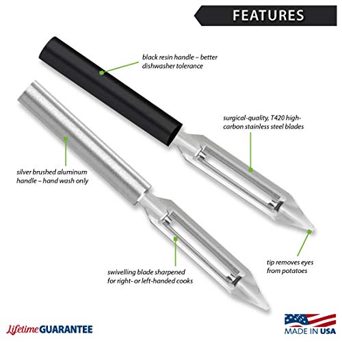 Rada Cutlery Vegetable Peeler R132 175 Stainless Steel Swiveling Blade Silver Handle Pack of 2 - Image 3