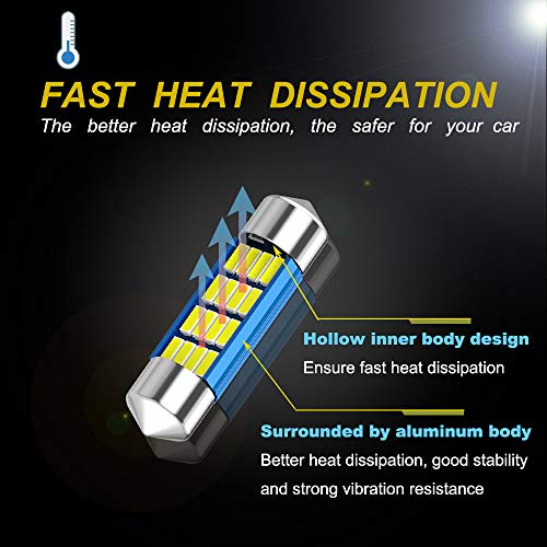 XINYANG 2PCS 6418 LED Car Bulb 1.42in 36mm Festoon LED Light Bulb Super Bright 16-SMD 4014 Chipsets, 6413 C5W 6461 6423 Canbus No Error LED Lamp for Car Interior Map Dome License Plate Lights 6500K White - Image 5