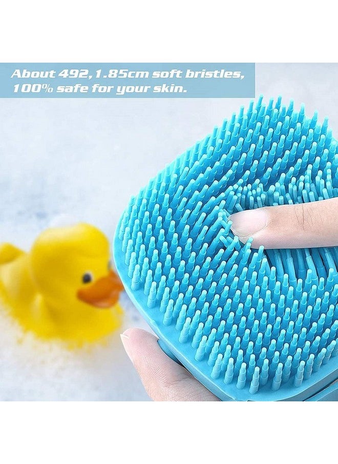 HUDACRUSH Blue Body Scrubber With Soap Dispenser Bath Brush Body Brush For Bathing Soft Body Exfoliator Bath Silicon Body Loofah For Babies Kids Women Men And Silicone Loofah For Bathing  - Image 3