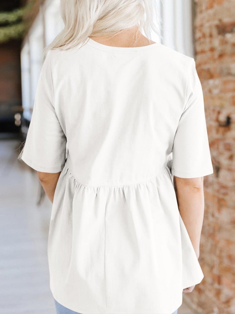 Cicy Bell Womens Summer Babydoll Tops Oversized Short Sleeve Crewneck T Shirts Casual Loose Plus Size Tunics White - Image 3