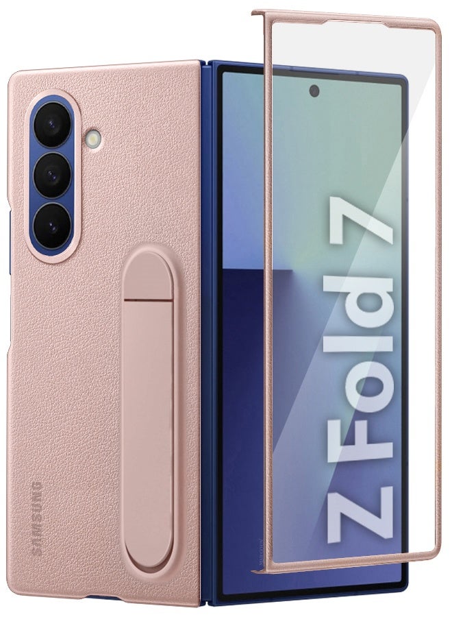 Leather Case Cover for Samsung Galaxy Z Fold 7, Kindsuit Case Slim and sleek with Secure Hand Grip - Pink - Image 1