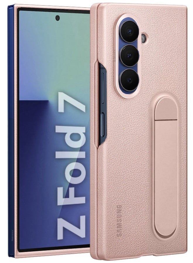 Leather Case Cover for Samsung Galaxy Z Fold 7, Kindsuit Case Slim and sleek with Secure Hand Grip - Pink - Image 5