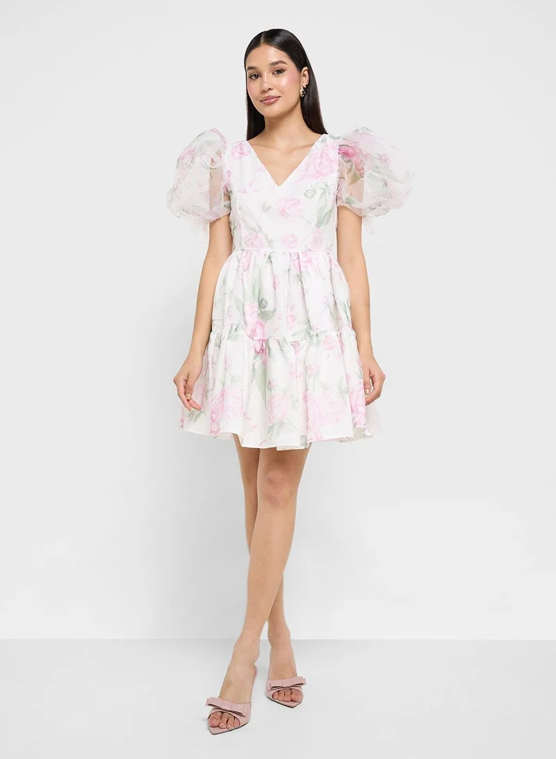 Ginger Boutique  Floral Puff Sleeve Dress for Women | Best Price UAE