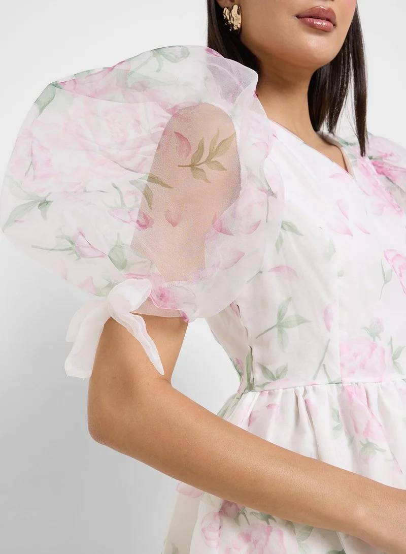 Ginger Boutique  Floral Puff Sleeve Dress for Women | Best Price UAE