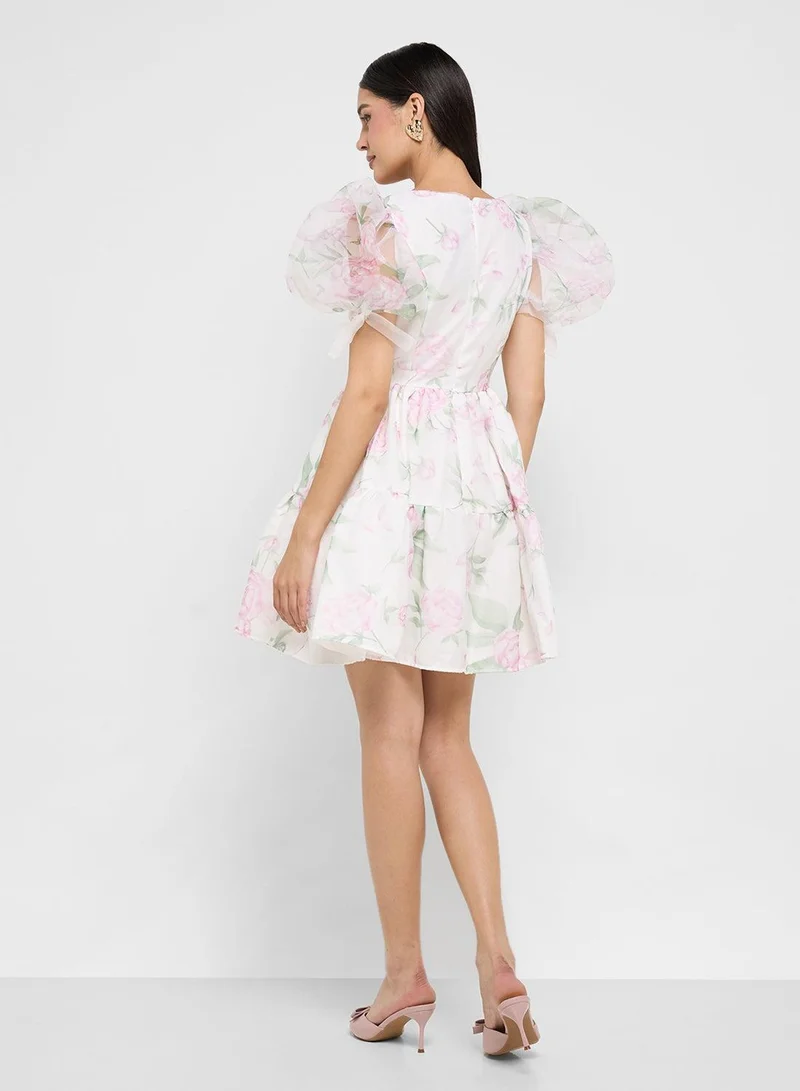 Ginger Boutique  Floral Puff Sleeve Dress for Women | Best Price UAE