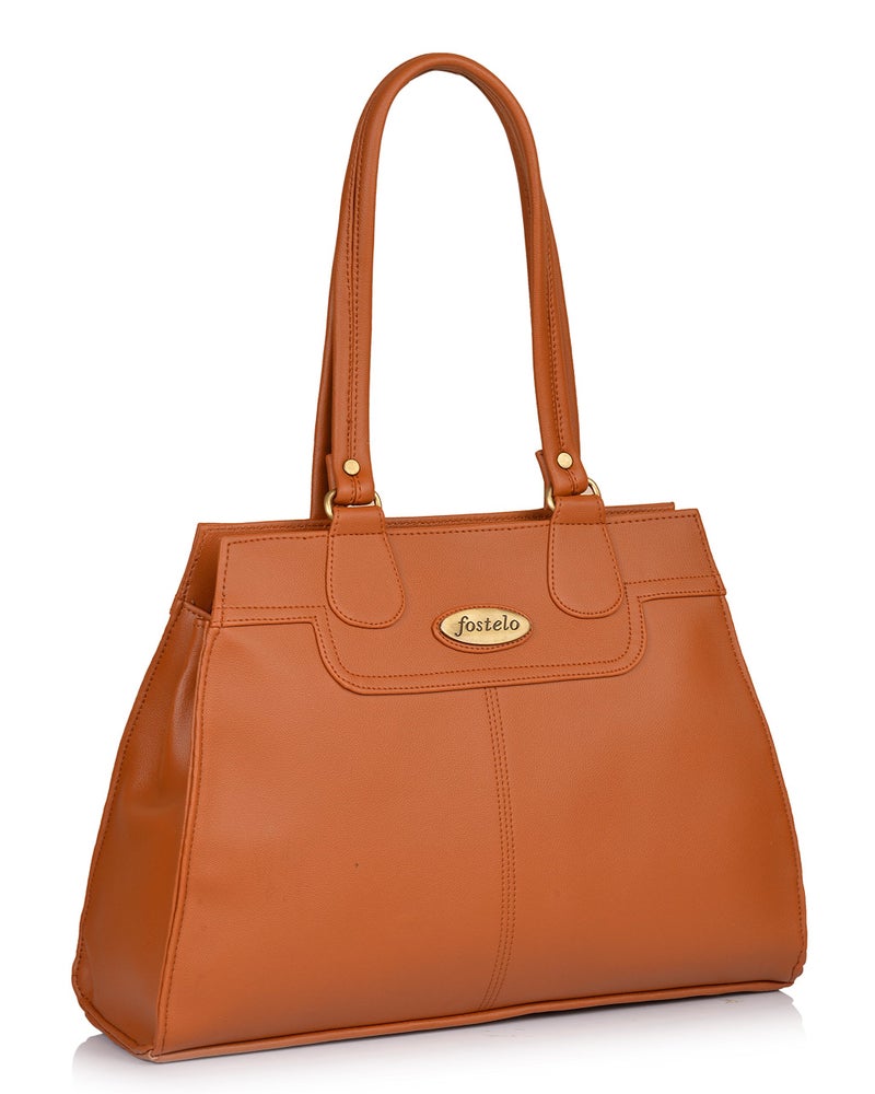 Fostelo Women's Kathleen Satchel Tote Handbag for Women | Ladies Purse | Stylish Shoulder Bag | Gift For Women | Tan - Image 1