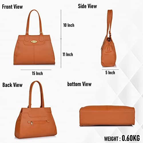 Fostelo Women's Kathleen Satchel Tote Handbag for Women | Ladies Purse | Stylish Shoulder Bag | Gift For Women | Tan - Image 3