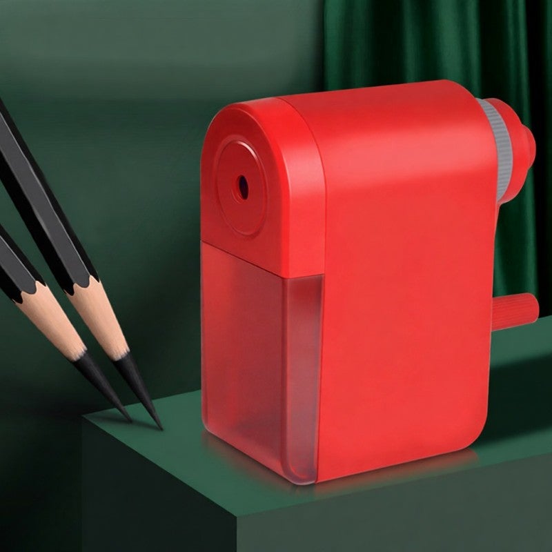 Manual Pencil Sharpener: Red Hand Crank With Automatic Pen In Out, Adjustable 10 Sharpness Levels - Replaceable Alloy Blade, Double-Sided Lead Grind Design for Kids, Students, Teachers, Artists - Image 5