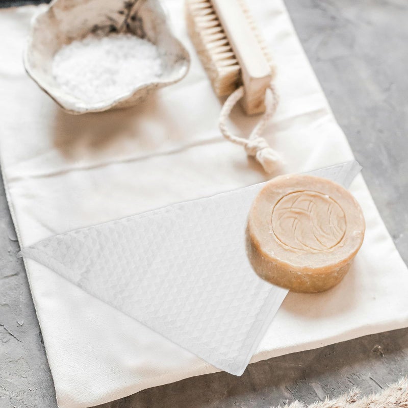 White Waffle Weave Cotton Face Towels 2 Pack Soft Absorbent Bathroom Washcloths - Image 5