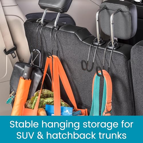 High Road Car Hooks for Purses and Bags with Leather Trim - Unbreakable Car Seat Hooks for Large Purse Straps and Heavy Bags up to 40 lbs - Secure Attachment Loops Fit All Headrest Posts, 2-Pack - Image 5