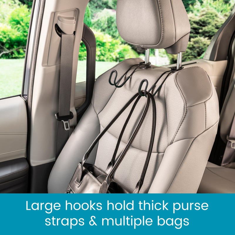 High Road Car Hooks for Purses and Bags with Leather Trim - Unbreakable Car Seat Hooks for Large Purse Straps and Heavy Bags up to 40 lbs - Secure Attachment Loops Fit All Headrest Posts, 2-Pack - Image 3