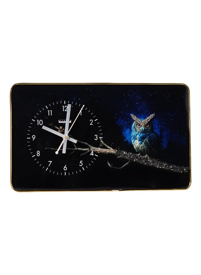 Studd Muffyn | Nazar Protection Owl Wall Clock with Pyrite & Black Tourmaline | Vastu Decorative Wall Clock for Home & Office | Luxury Crystal Wall Décor - Image 1