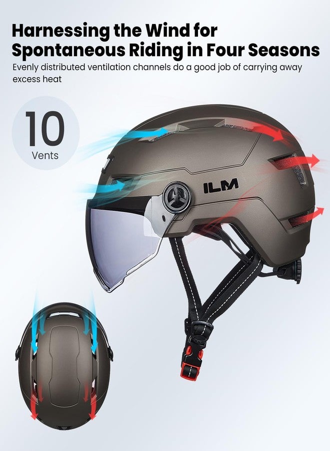 ILM Adult Bike Helmet with USB Rechargeable LED Front and Back Light Mountain&Road Bicycle Helmets for Men Women Removable Goggle Cycling Helmet E3-10L(Titanium, Large/X-Large) - Image 5