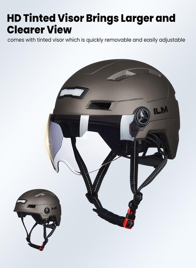ILM Adult Bike Helmet with USB Rechargeable LED Front and Back Light Mountain&Road Bicycle Helmets for Men Women Removable Goggle Cycling Helmet E3-10L(Titanium, Large/X-Large) - Image 4