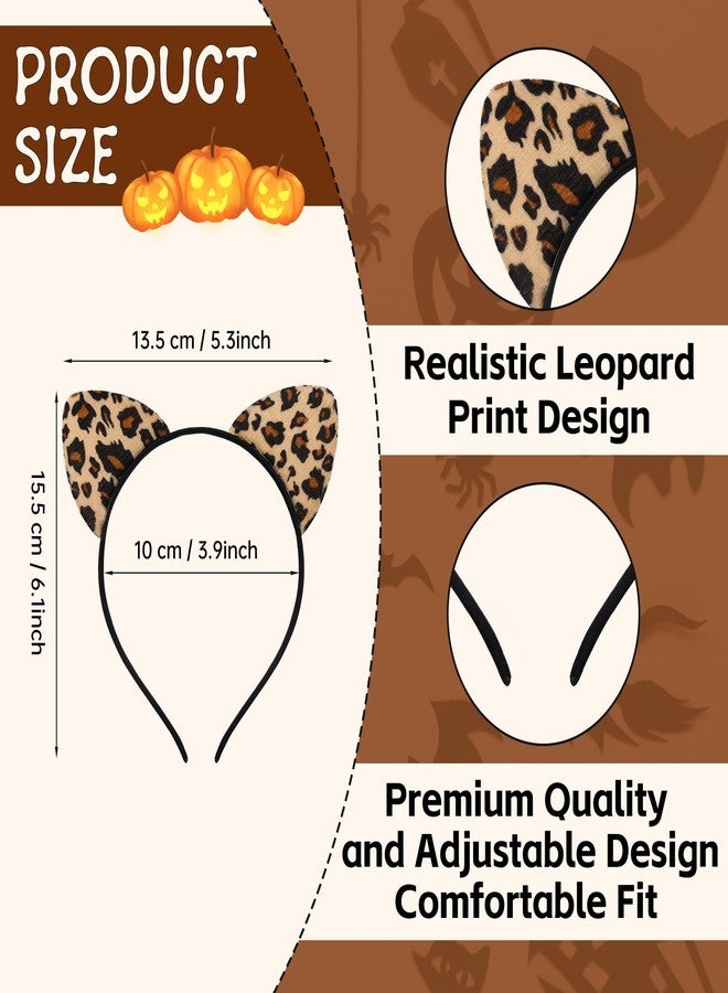 Paezm Leopard Cheetah Ears Headband for Women Girls, Halloween Cosplay Leopard Costume Hair Accessories for Adult - Image 2