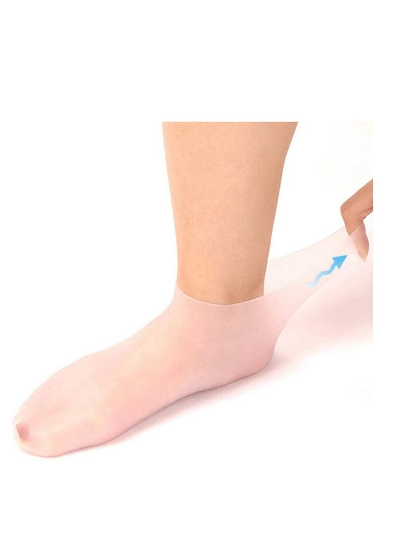 Captaintech Silicone Socks, Gel Foot Skin Care Moisturizing Socks, Protective Heel Anti-crack Socks, Waterproof Beach Socks, Helps To Remove Calluses Corns Dry Or Cracked Foot Skin (M Pink)  - Image 2