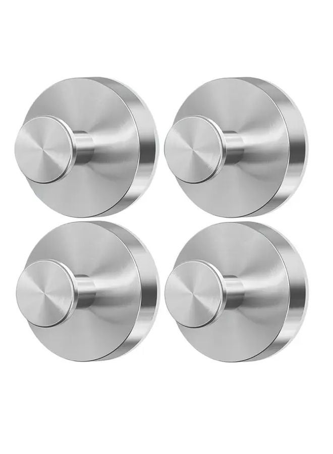 Heavy Duty Metal Shower Hooks 4pc Silvery Strong Suction Damage Free Installation Towel Holder - Image 1