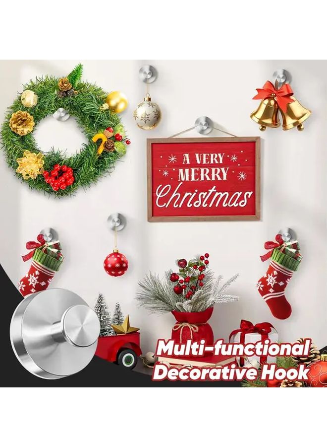 Heavy Duty Metal Shower Hooks 4pc Silvery Strong Suction Damage Free Installation Towel Holder - Image 2